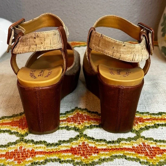 Kork-Ease Womens Keirn ankle strap cork/leather platform wedges sz 7​ - Picture 8 of 10